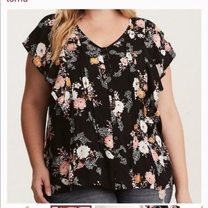TORRID Flutter Sleeve Floral Blouse Surry Mystery